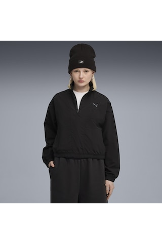 Puma Her Woven Half-zip Crew Kadın Yetişkin Sweatshirt Siyah