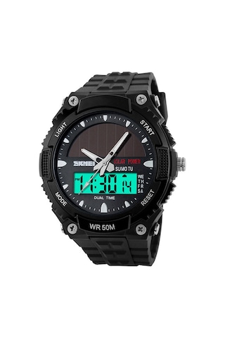 Leezsing Güneş Enerjili Su Geçirmez Spor Kol Saati - Çift Kadranlı Ve 50 Metre Su Dayanıklı Çok Renkli