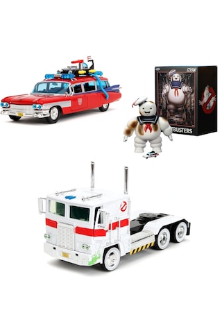 Jada Toys Optimus Prime Cadillac Ecto 1 Ve Ghostbusters Nano Scene Bundle Set