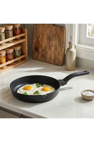 Oms 3738 Biogranit Döküm Grill Ergonomik Saplı 3 Parça Tava Seti Siyah 20-24-28cm Siyah