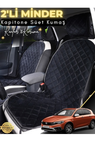 Fiat Egea Cross Uyumlu 2'li Süet Oto Koltuk Minderi Terletmez Kolay Montaj Oto Kılıf A2 Siyah