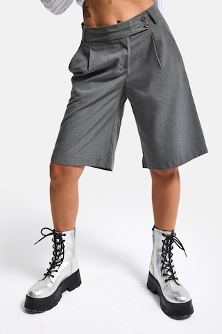 it's basic Kadın Gri S6 Baggy Fit Maxi Boy Bermuda Şort Gri Melanj