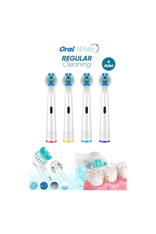Oral White Regular Cleaning Oral-b Uyumlu 4 Adet Yedek Başlık