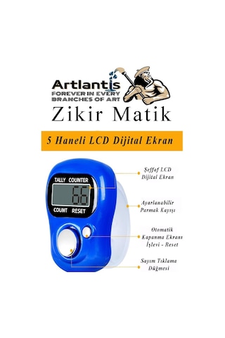 Zikir Matik 2 Adet Hediyelik Dua Tespihat Sayacı Tesbih Pilli Lcd Ekranlı Parmak Yüzük Zikir Matik