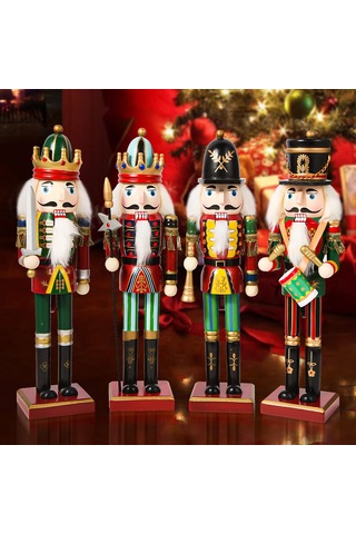 Konesam 30cm Ahşap Savaşçı Figürü, Elle Boyanmış, Açılabilir Ağız, Noel Dekorasyonu, Ev Zırhlama, Hediye Özel Davulcu