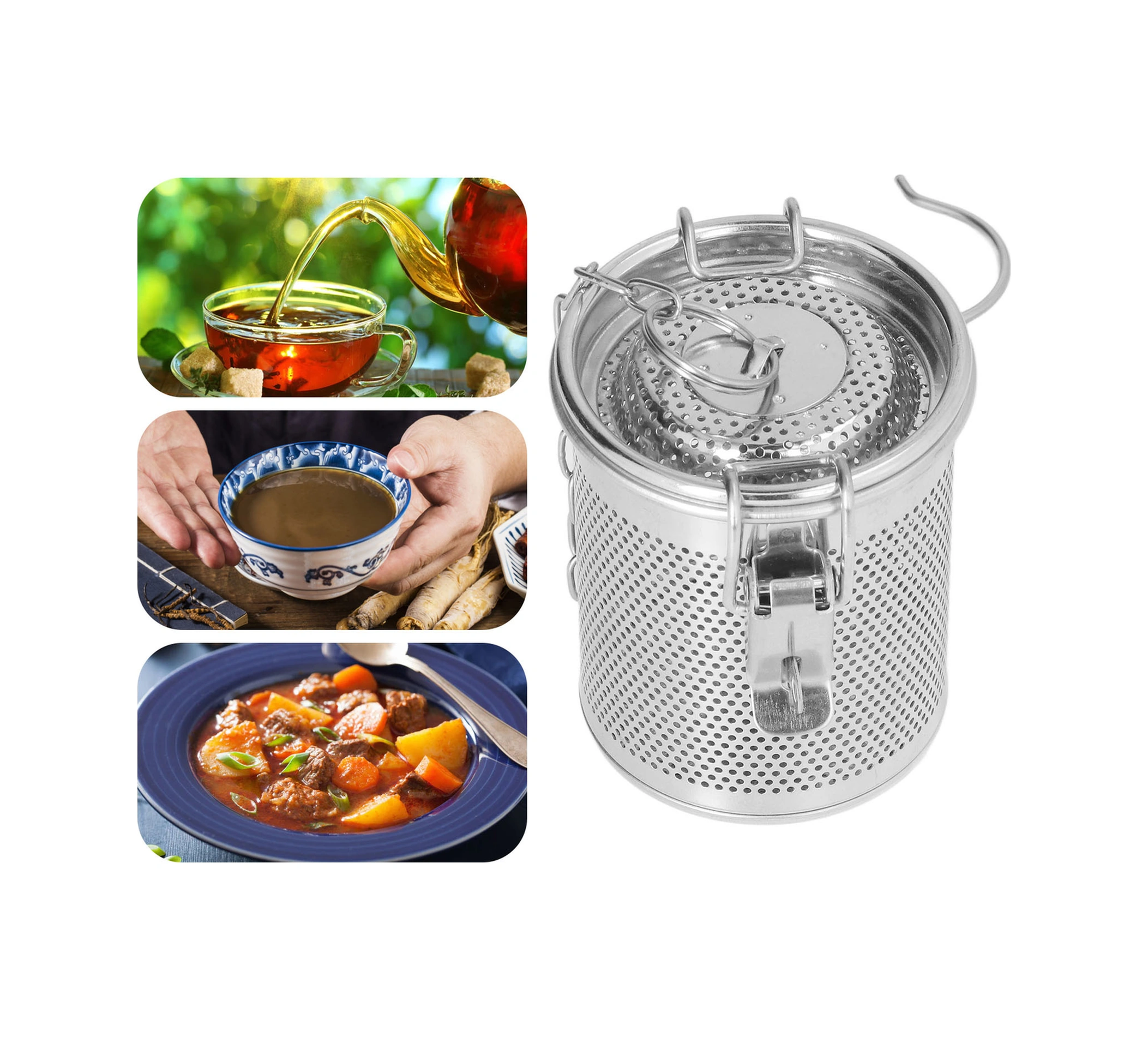 Konesam Stainless Steel Fincan Filtre Sepeti - Çorba, Baharat, Çay İçin İnce Ağızlı, 0.3l, Uzun Askı Zinciri, Isı Dayanıklı Diğer