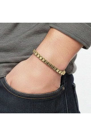 Premium Arnavut Çelik Zincir Bileklik 6mm Köşeli 3183czb2d5 - 20 Cm - Altın Renk Altın