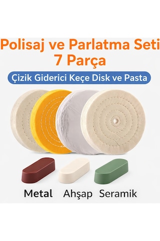 Senbang Polisaj Ve Parlatma Seti 7 Parça Çizik Giderici Keçe Disk Ve Pasta Metal Ahşap Seramik
