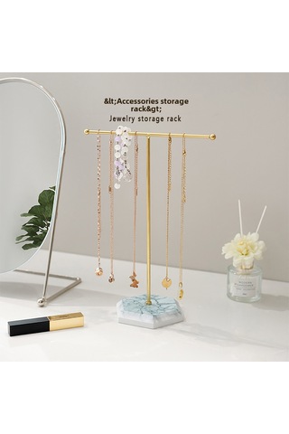 Altın Ve Siyah Taban T Şeklinde Mücevher Standı, Çıkarılabilir Yoğunluklu Tahta Tabanı A