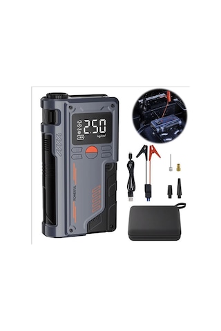 Turbo Akü Takviye Ve Lastik Şişirme Pompası Powerbank Özellikli Akü Starter Acil Durum Kiti