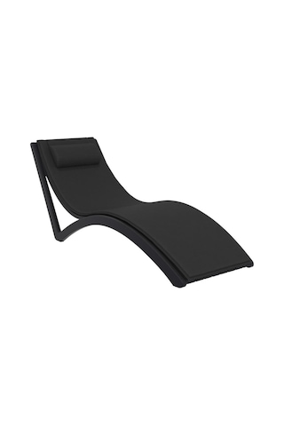 Omnipazar Trk-087 Siesta Minderli Yastıklı Lüks Ergonomik Slim Şezlong Siyah 2'li Set Siyah