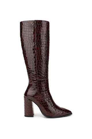 Tamer Tanca Kadın Hakiki Deri Bordo Casual Çizme 33 409-1 Bn Czm Sk24-25 Bordo Kroko Bordo