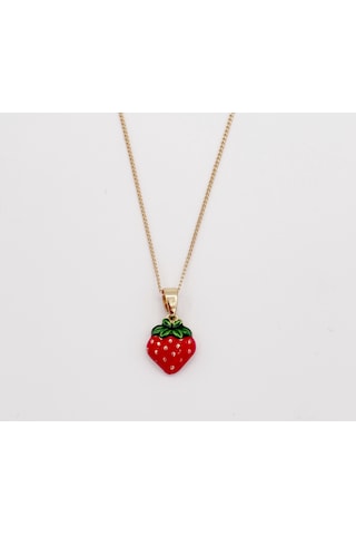 14k Gold Plated Strawberry Kids Kolye Gold