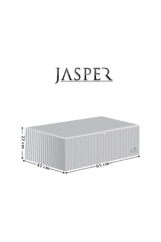 Jasper Antrasit Çizgili Büyük Boy Baza Altı Ve Çekyat Hurç - 65x45x22 Cm - Organizer. Krem - Gold