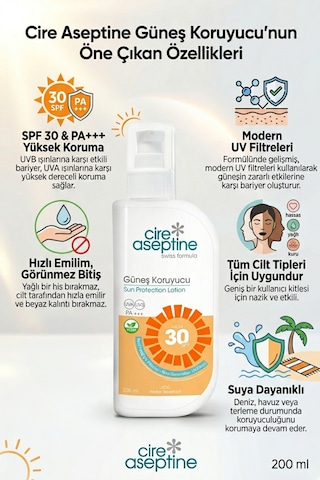 Cire Aseptine Güneş Koruyucu Sprey Spf30+ 200 Ml