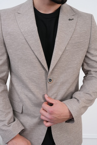 Dupont Classics Dupont Keten Slim Fit 6 Drop Sivri Yaka Çift Yırtmaçlı Erkek Blazer Ceket Bej