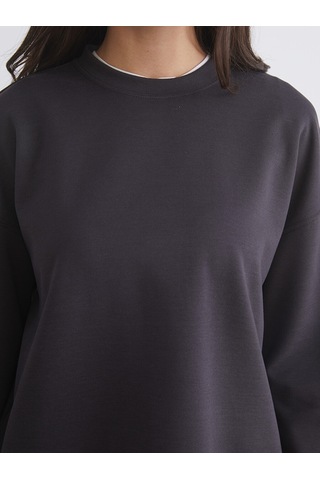 Lcw Vision Siyah Bisiklet Yaka Kadın Sweatshirt