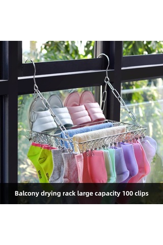 Yaozixa Çelik Çorap Kurutma Rakası - 100 Klipsli, Kalınlaşmış, Manyetiksiz, Çok Amaçlı Balkon Giysi Kurutucu 40cm Diğer