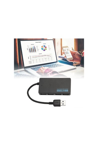 Fosenze Usb 3.0 Hub 4 Portlu, 5gbps Hızlı Veri Transferi, Sıcak Dağıtımı İyi, Plastik Malzeme, Plug & Play, Windows/mac/linux Uyumlu Siyah Hub