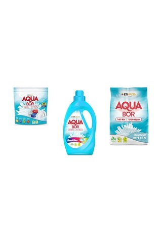 Aquabor Doğal Mineralli Tablet + Sıvı Renkliler + 4 Kg Beyaz 3 Lü Set