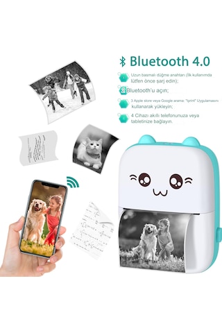 Qasul PRT-05 Kablosuz Bluetooth Mini Taşınabilir Termal Fotoğraf Yazıcı