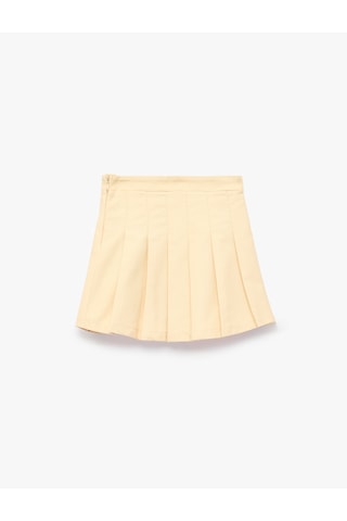 Koton Pamuklu Gabardin Kumaş Basic Pileli Etek Taş 7wkg70012aw