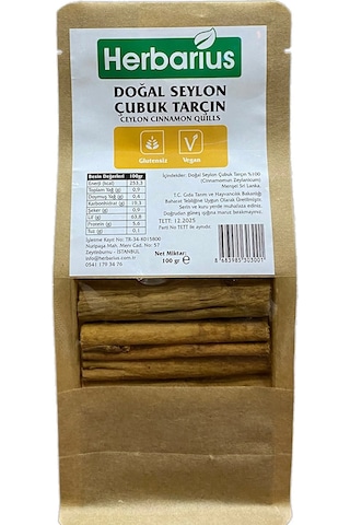 Herbarius Doğal Seylon Seylan Çubuk Tarçın 100 G