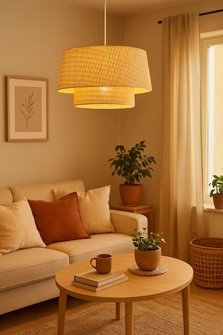 Sera Grande Rattan Hasır Avize Naturel