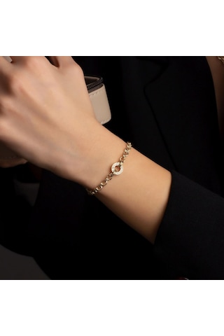 Altın Taşlı Halka Bileklik BL0047 Sarı Altın