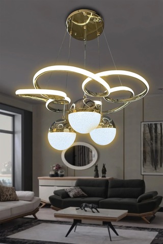 Florya Modern Sarkıt 3 Toplu Powerled Ledli Avize - 3 Renk Kumandasız - Gold Gold