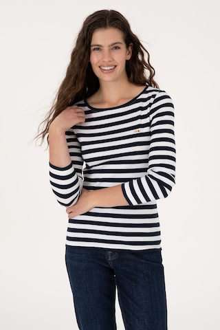 U.S. Polo Assn. Kadın Lacivert Çizgili Bisiklet Yaka Sweatshırt 50314203-VR033