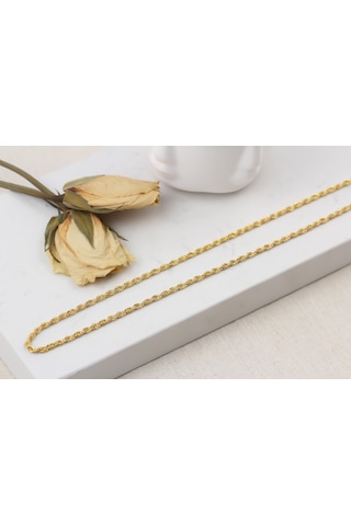 Glorria Gümüş 2 Mm Halat Burgu Zincir Kolye Sarı