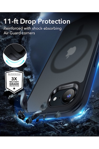 Esr Apple Uyumlu iPhone 17e Halolock Magsafe Classic Hybrid Silikon Kılıf-buzlu Siyah Çok Renkli