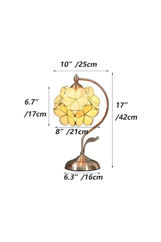 Bieye Abajur, Renkli Camdan Tiffany Tarzında 21 Cm Genişliğinde Kiraz Çiçeği Aydınlatma,vintage