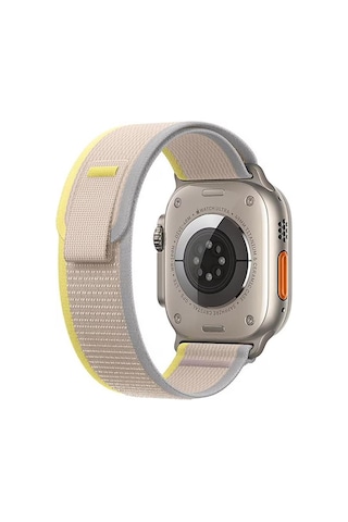 Apple Uyumlu Watch Se, Ultra 2, 9, 10 Trail Loop Kordon - 42/44/45/49mm - Sarı Gri
