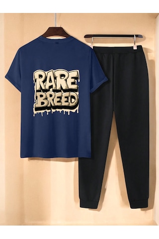 Uyguntarz Unisex Rare Breed Baskılı Eşofman Takımı Lacivert