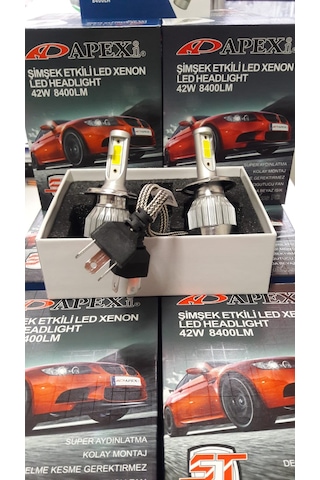 H4 Uzun Kisa Apexi 8400 Lümen Şimşek Etkili Beyaz Apexi Led Zenon