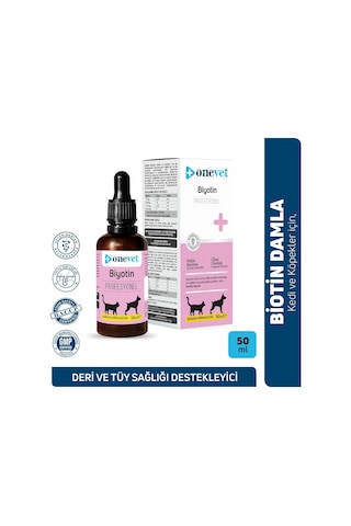 Onevet Biotin Damla 50 Ml Kedi Ve Köpekler İçin Deri Ve Tüy Sağlığı Tamamlayıcı Vtamin Takviyesi Şurup