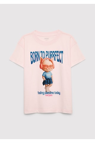 Mavi - Kedi Baskılı Pembe Tişört 7610466-91487