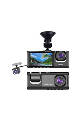 Symbee 3'lü Kameralı Wifi Destekli Gece Görüşlü Araç İçi Ve Dışı Kayıt Cihazı, 1080p Dvr, 2 İnç Ekran, Döngü Kayıt