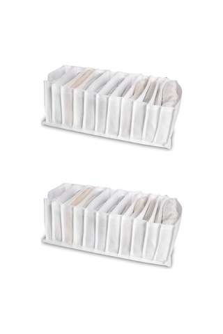 Serstil 2 Adet - Small 11 Gözlü Dolap Içi Akardiyon Organizer 12 X 40 X 12 Beyaz