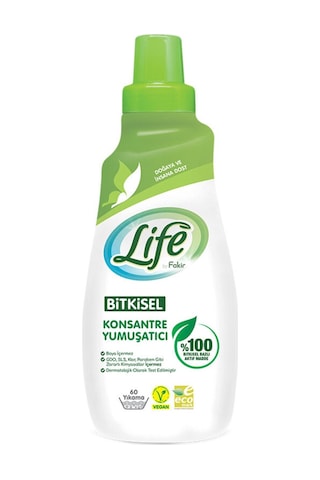 Life By Fakir Bitkisel Konsantre Çamaşır Yumuşatıcısı 1500 Ml 60 Yıkama Tekli