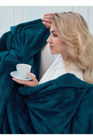 Deluxe Wellsoft Tv Battaniyesi Petrol Mavisi Tek Kişilik Battaniye 150x200 Cm
