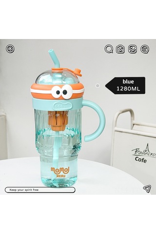 Dianziye Mavi 1280ml Büyük Kapasiteli Plastik Bardak, Buzlu İçecek Saklama Özelliği, Çocuklar Ve Genç Kadınlar İçin, Taşınabilir Dışarı Kullanım, Temiz Ve Basit Tasarım