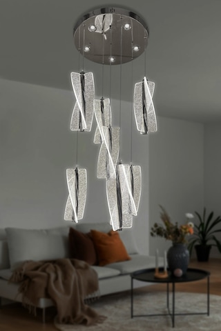 Liza 7 Li Modern Sarkıt Led Avize - Kumandalı / Krom Krom