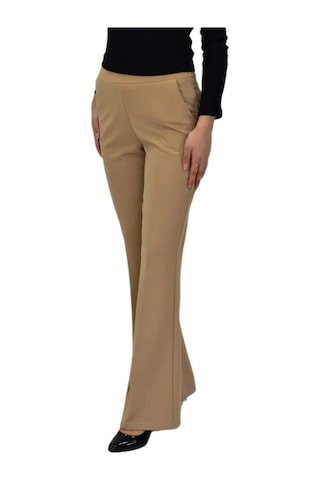 Nazal Kadın İspanyol Paça Beli Lastikli Kumaş Pantolon Bgl-st04321 Camel