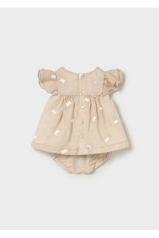 Kız Bebek Elbise Külot Takım 1802 Bej