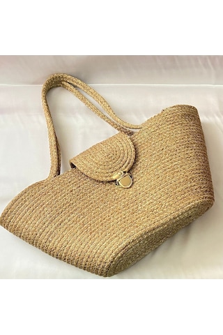Omuz Çantası / Jüt Çanta / Otantik Çanta /plaj Çantası 35 X 25 / Hasır M Hasır M Çok Renkli