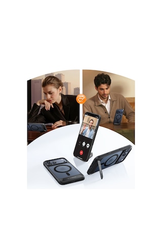 Torras Apple iPhone 17 Pro Max / 18 Pro Max Uyumlu P Stand Serisi Magsafe Kılıf Siyah