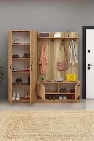 Lora Portmanto 2 Kapılı Vestiyer Ayakbılık Meşe Meşe